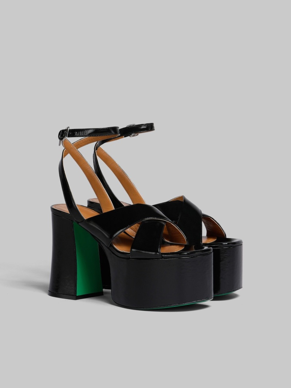 Marni Platform Black Ankle-Strap Sandals NWT 38